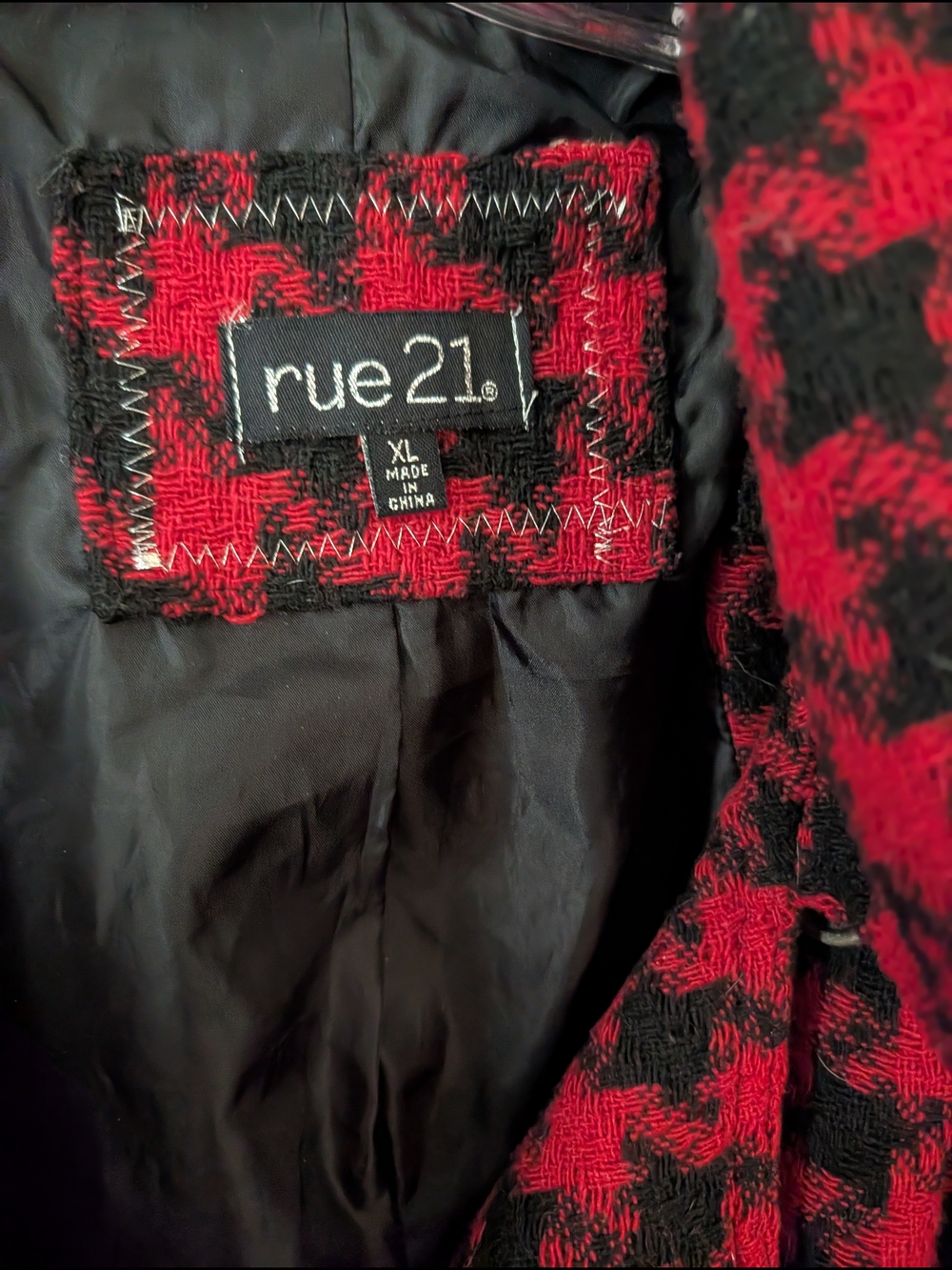 rue21 Red and Black Tweed Blazer